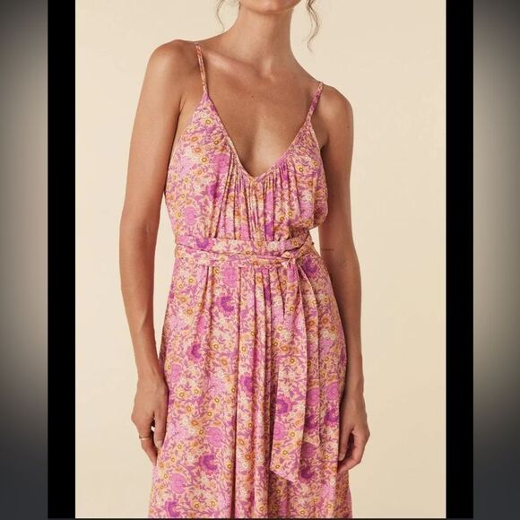 SPELL Village Strappy Boho Madi Dress in Sunrise - Picture 4 of 11